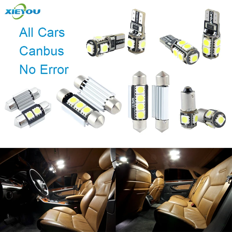 

Комплект светодиодных ламп Canbus для внутреннего освещения, комплект из 24 предметов для зеркала под раковину, переднего купола, Glovebox Footwell, пре...