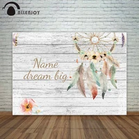 allenjoy backdrop white wooden board background with dreamcatcher flowers bohemian style personal design fund photography