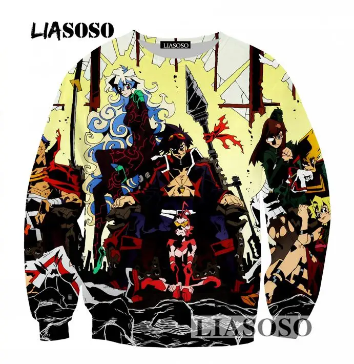 LIASOSO пуловер с круглым вырезом для мужчин и женщин толстовка популярная аниме 3D
