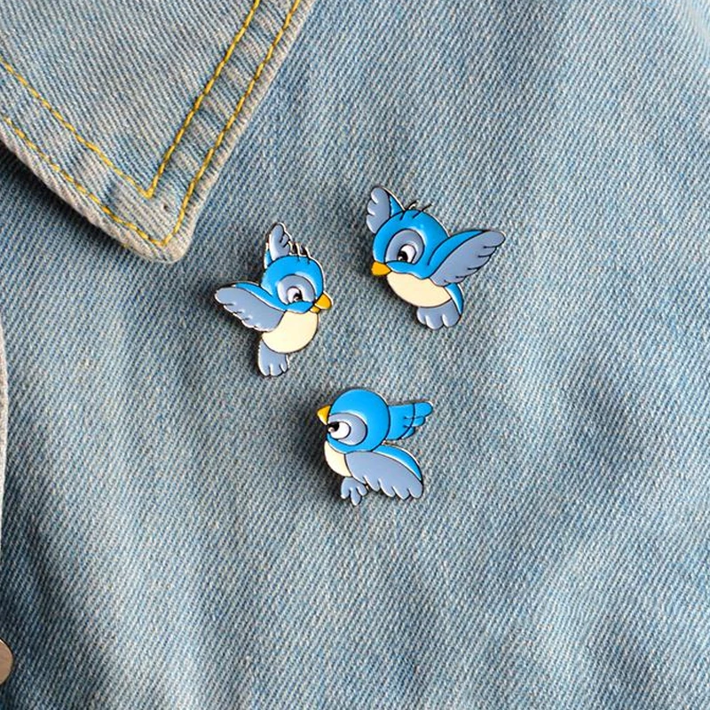 3 шт./компл. эмалированная синяя брошь в виде птицы мультяшная летающая животная