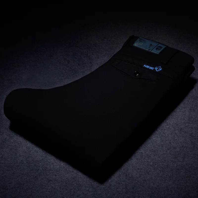 Black Fleece Pants Деловой костюм брюки для мужчин Осень Зима повседневные толстые флисовые теплые тонкие узкие Классические Формальные Длинные облегающие брюки мужские хлопковые - Цвет: Black Fleece Pants