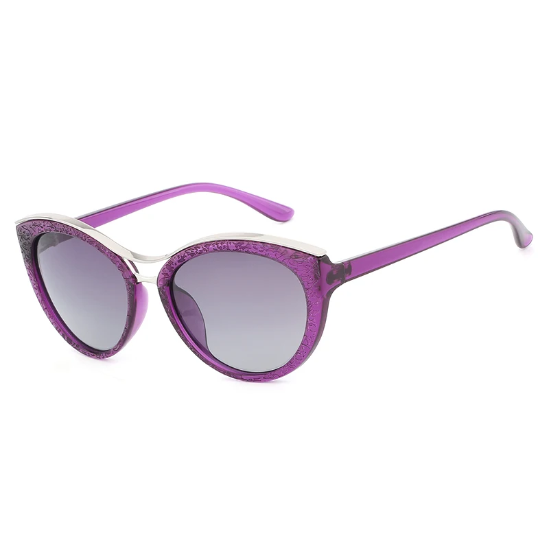Purple HDCRAFTER, новая мода, кошачий глаз, солнцезащитные очки, для женщин, белая оправа, градиентные, поляризационные, солнцезащитные очки, для вождения, UV400, очки - Цвет линз: Purple