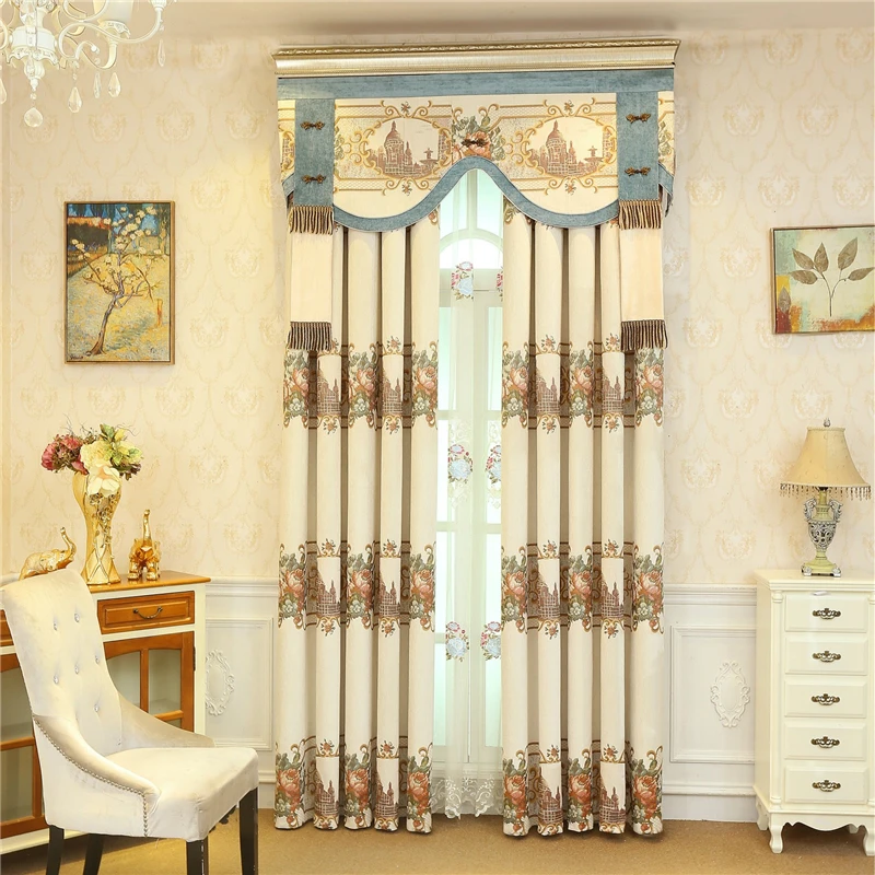 

European elegant high quality jacquard full shade curtains for Living Room Modern classic Custom curtains for Bedroom Windows