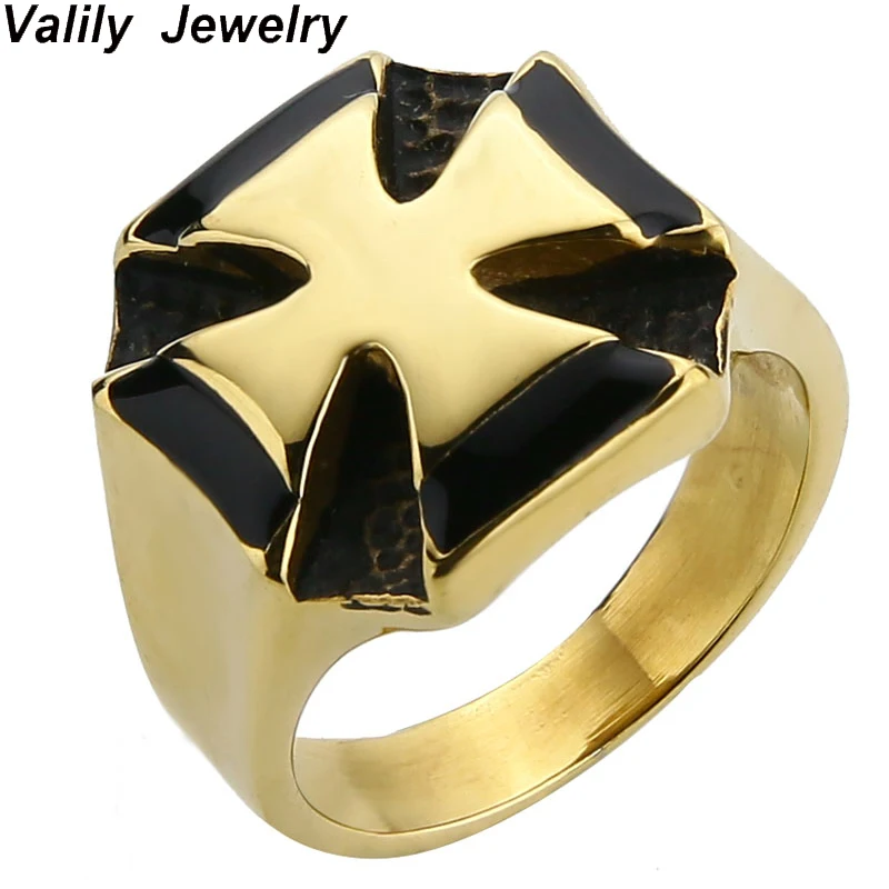 Мужское Золотое кольцо-Крест Valily модные серебряные кольца из нержавеющей стали