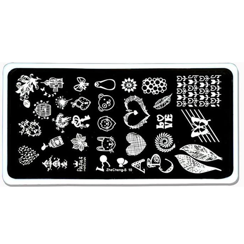 

ZC10_ 1PCS Nail Art Stamp Template Leaf Animal Heart Leaves Floral Image Designs Printing Plate For Manicure Stencil 12*6CM