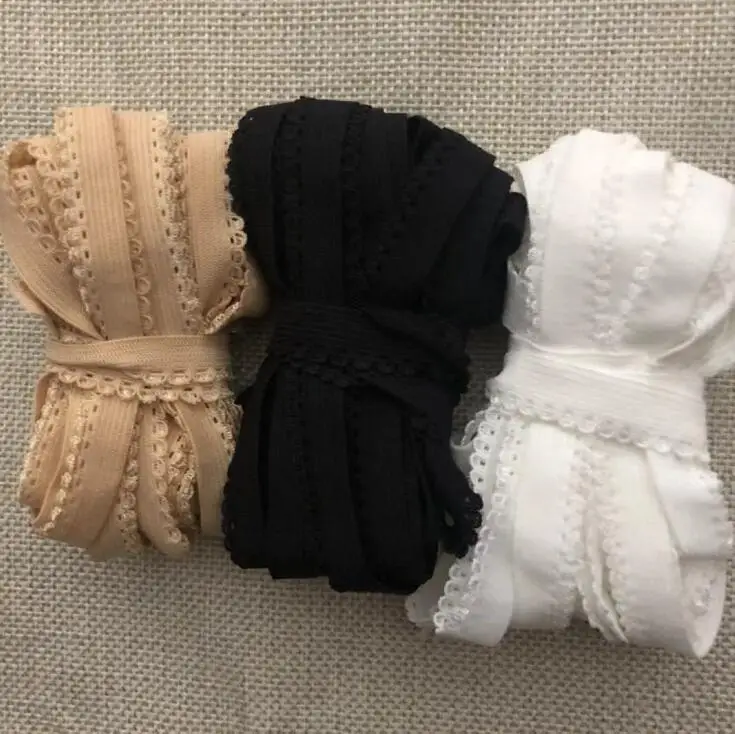 Эластичное кружево черного и белого цветов 10 мм | Дом сад