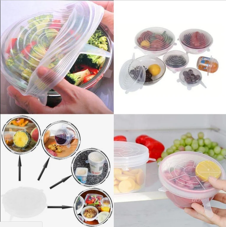 6 шт./компл. многоразовая силиконовая сарановая обертка для сохранения свежести