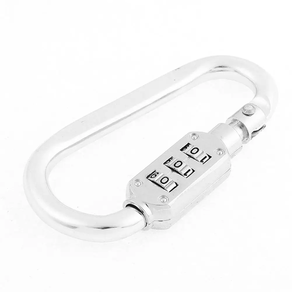 Silver С кодовым навесным замком 3 цифры навесной замок карабины серебро - Цвет: Silver