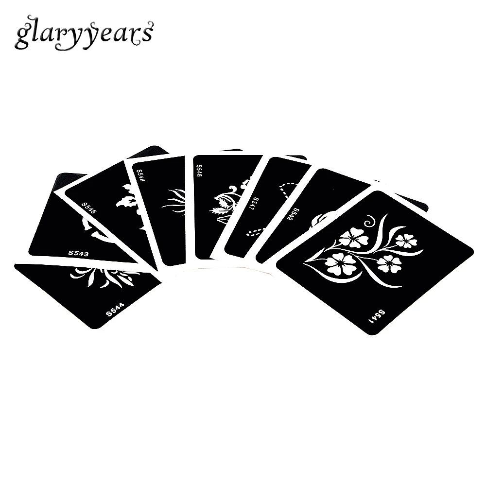 8 листов краска для тела трафарет татуировок хной цветущий искусство на руке