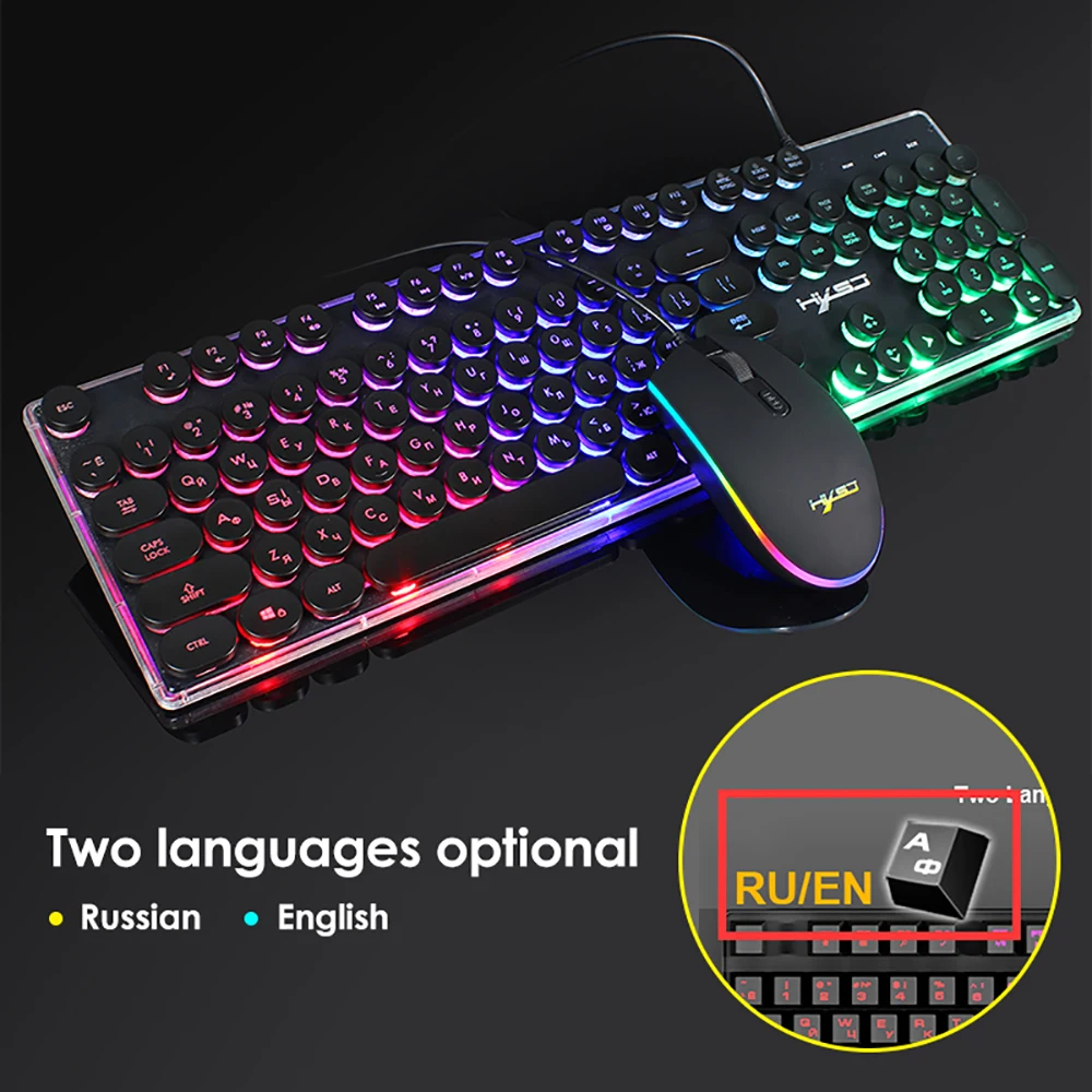 VicTsing XR450 PC Gamer клавиатура мышь комплект с подсветкой игровая 104 клавиш и 1600 dpi для
