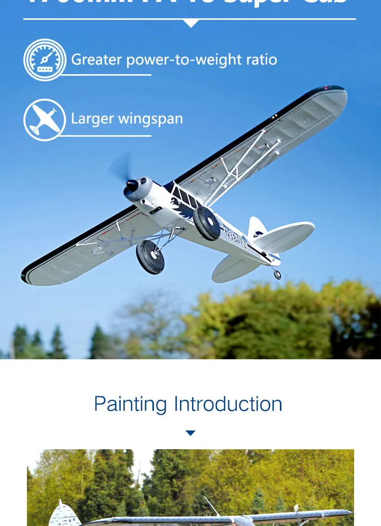 FMS модель 1700 мм Гигантский масштаб RC самолет PA-18 J3 Piper Super Cub тренажер