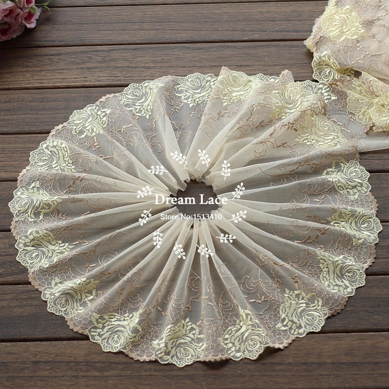 2yards/lot 19cm wide Embroidered Tulle Lace trim mesh French Fabric~Lace Ribbon~beautiful~ | Дом и сад