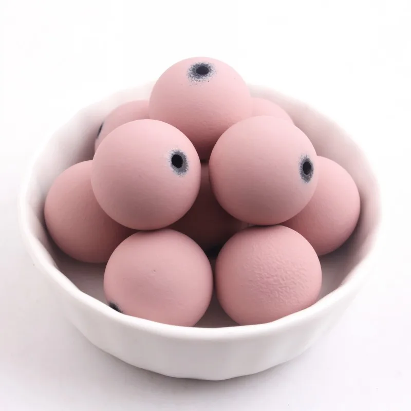 pink Kwoi Vita Новая мода оптовые ювелирные изделия акриловые резиновые бусины для детей толстое ожерелье из бус решений 12 мм 20 - Цвет: pink