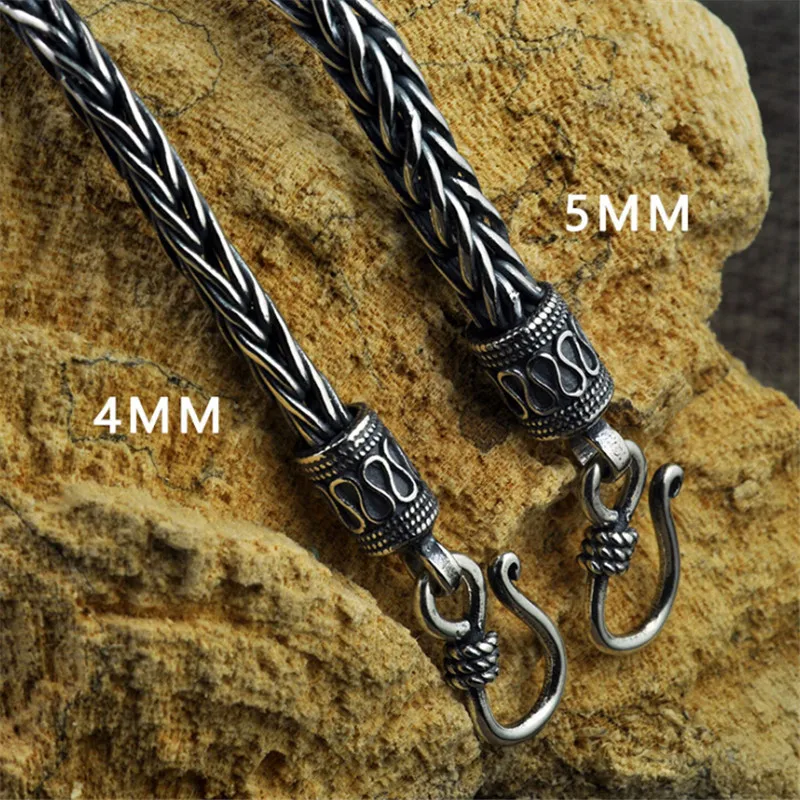 Мужские браслеты из тайского серебра 4 мм 5 ширина 100% Серебро 925 пробы змея цепочка