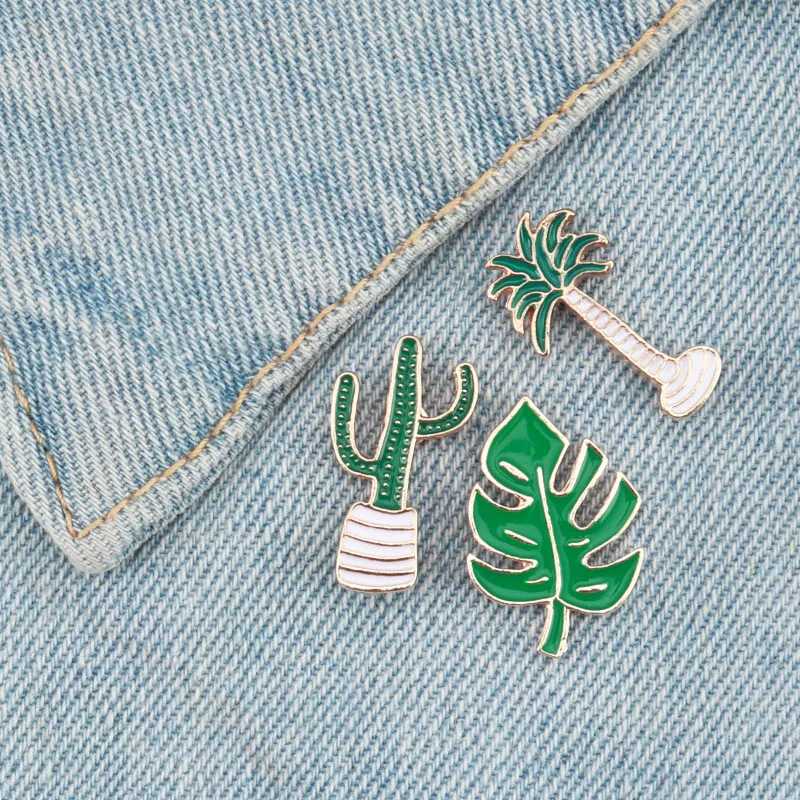 3 шт./компл. прекрасный зеленый завод лацкан булавка кокосовое дерево