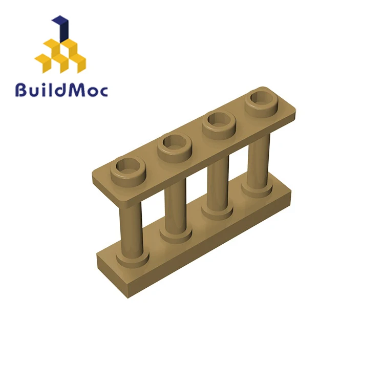 BuildMOC 15332 30055 забор 1x4x2 шпиндель с 4 шпильками для строительных блоков запчасти DIY