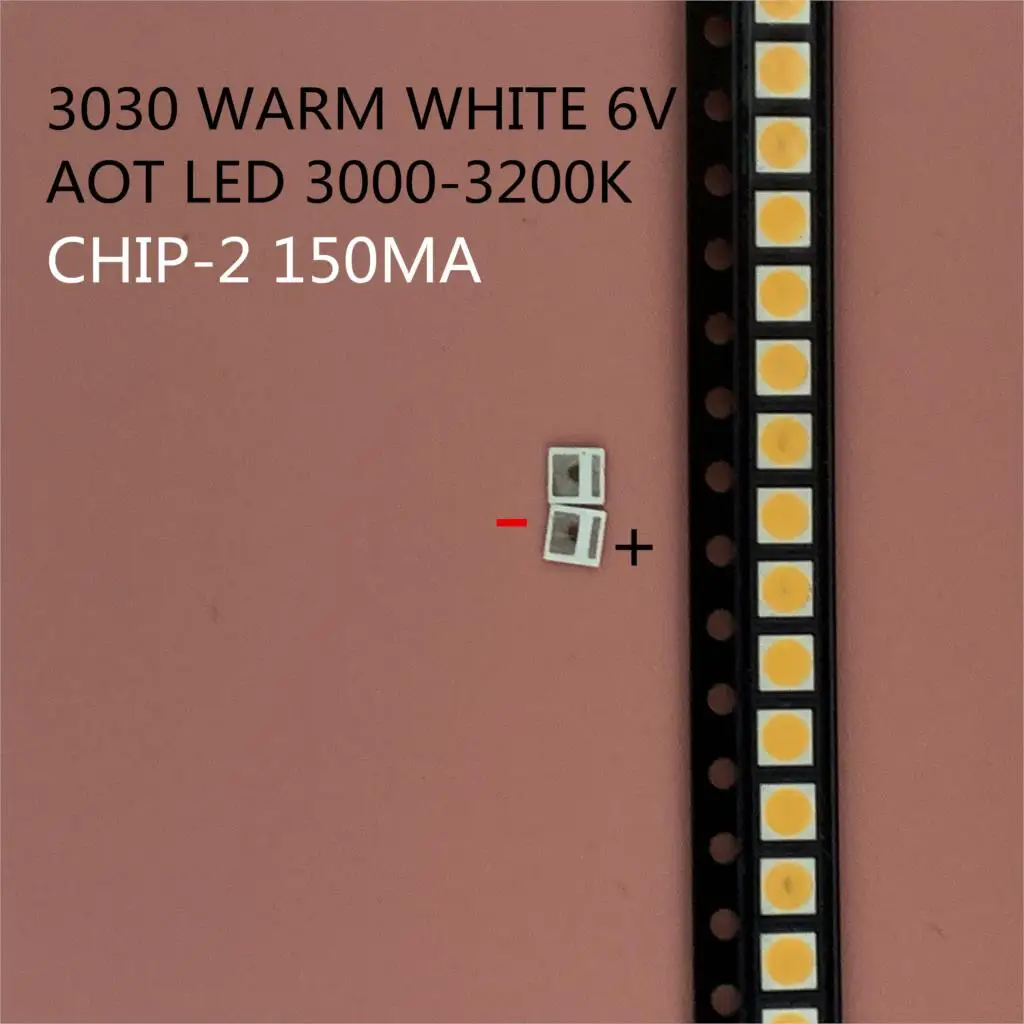 500PCS 3030 AOT LED 6V SMD теплый белый двойной двухчиповый диод Warm EMC Lighting Application On.