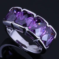 jolly purple cubic zirconia silver plated ring v0621