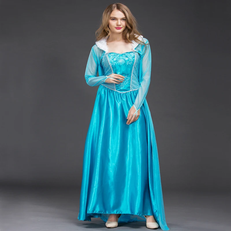 

Free shipping New style women Frozen Cosplay Elsa costume Princess Costume Dress Halloween Dress with cloak for adult JQ-1034