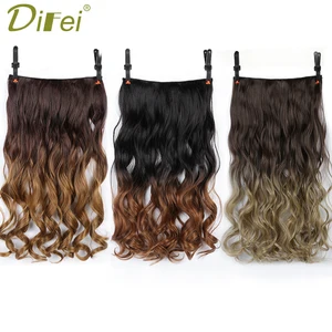 24 дюйма длинные вьющиеся черно-серые женские волосы высокотемпературные синтетические волосы Омбре наращивание волос на клипсе DIFEI