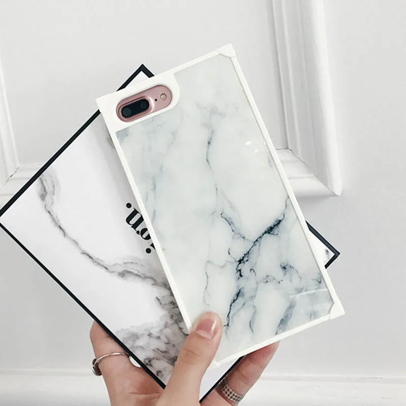 JiBan NEW Glossy Hybrid Marble Stone Pattern Phone Case for iphone 8 6s 6Plus Soft silicon back cover iphone7 7Plus Lady |