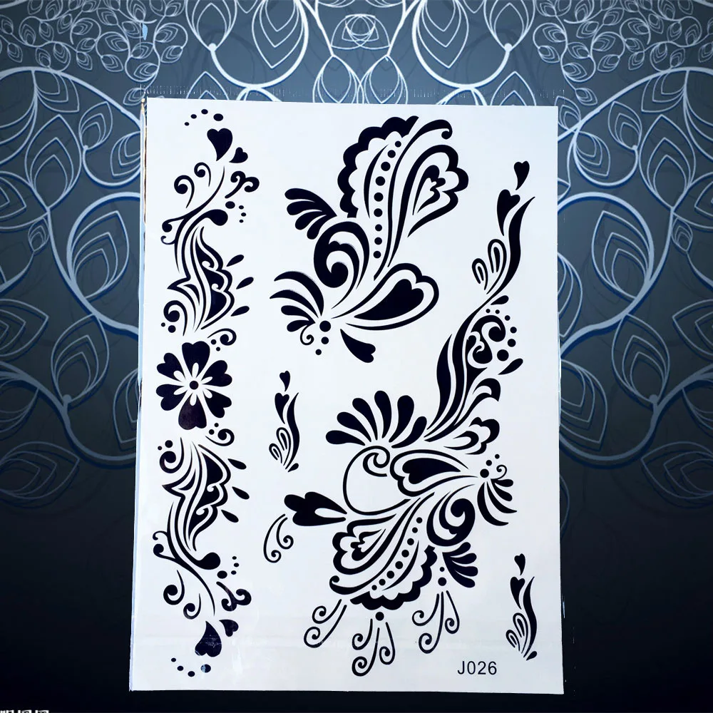 1 шт. сексуальные черные чернила хна тату цветок дизайн водонепроницаемые Пастер