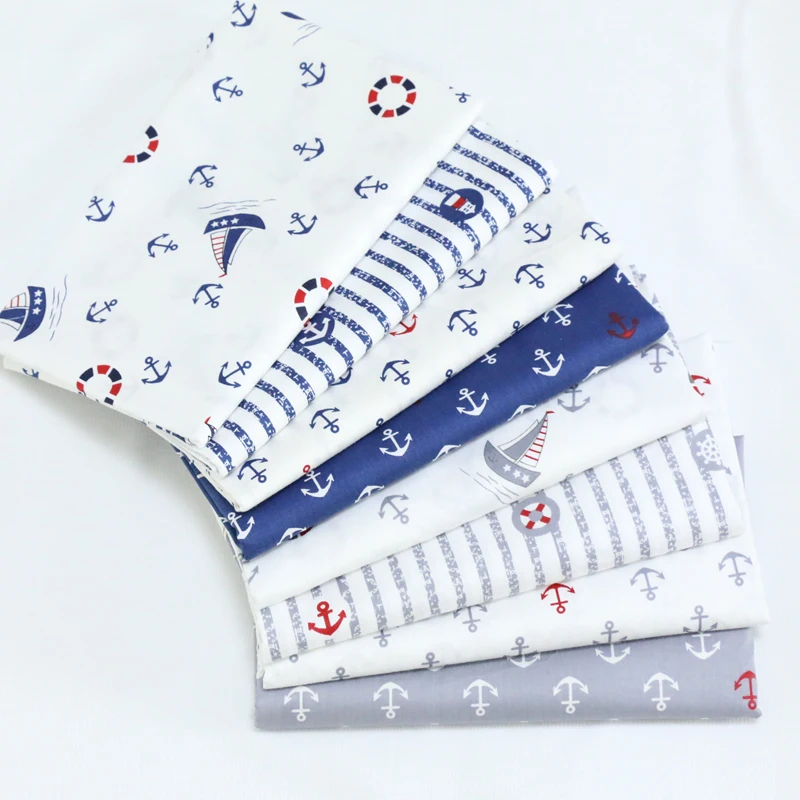 Хлопковая ткань с морским якорем Лоскутные материалы для шитья стеганое одеяло