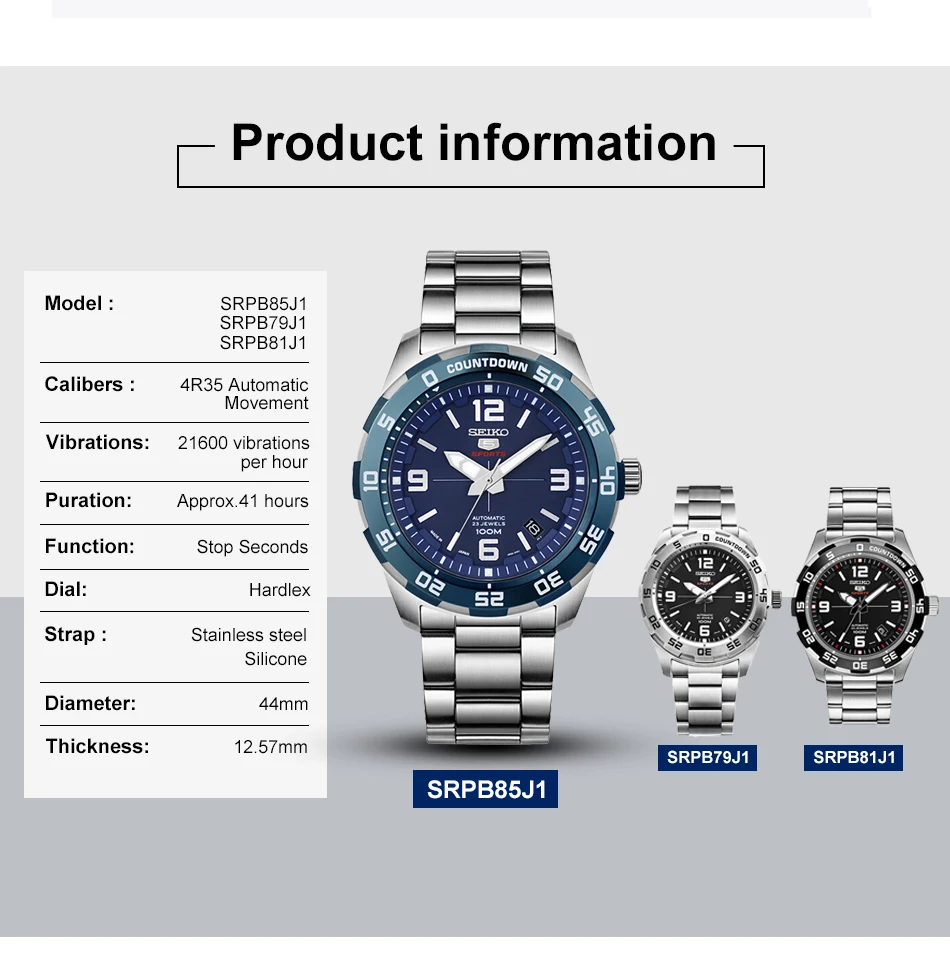 Original SEIKO 5 Men's Watch Diver Swim Sprots Automatic Mechanical Wristwatches Global Warranty SRPB81J1 SRPB79J1 SRPB85J1