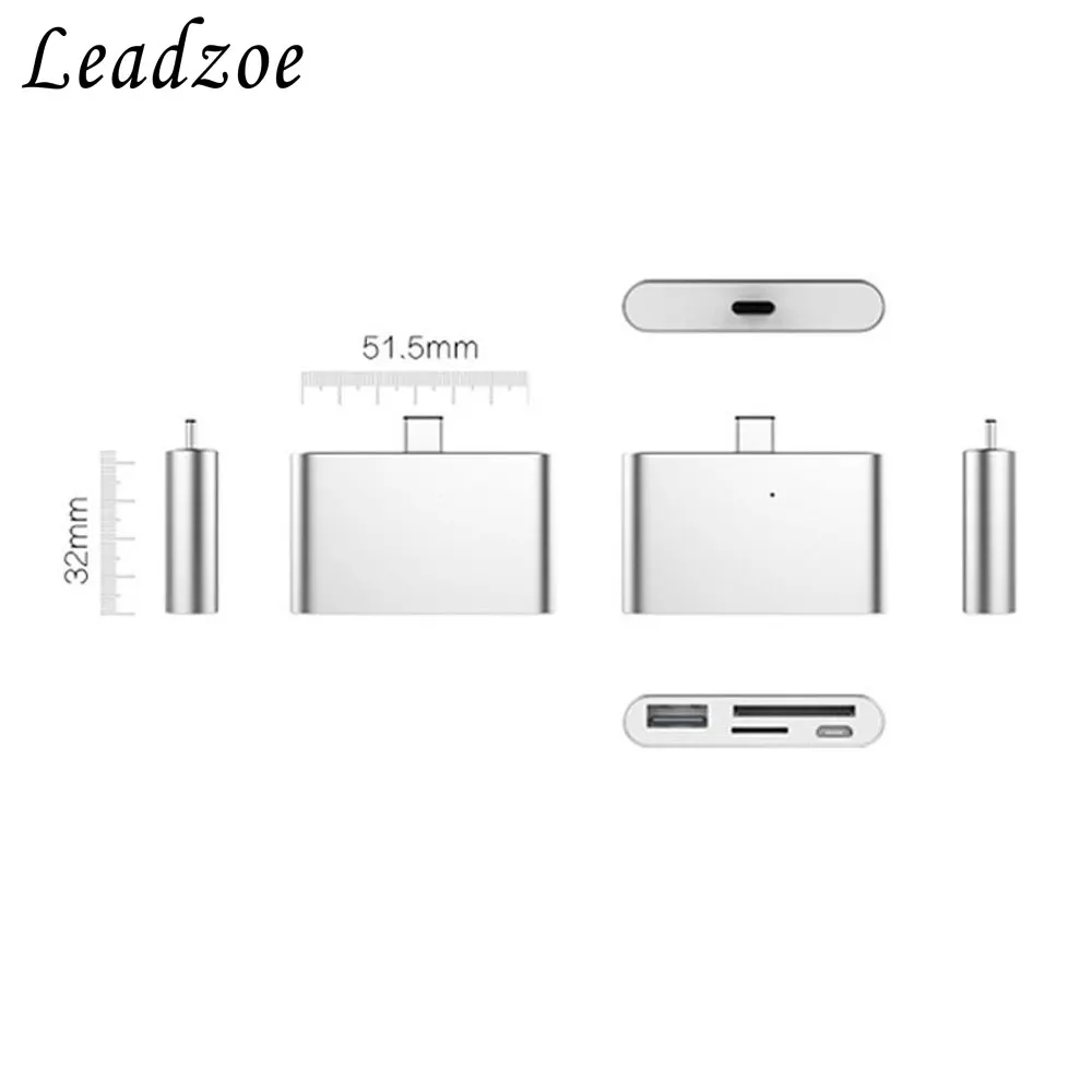 Считыватель карт Leadzoe USB C Hub 4 в 1 Type OTG TF/SD считыватель смарт с разъемом питания Micro