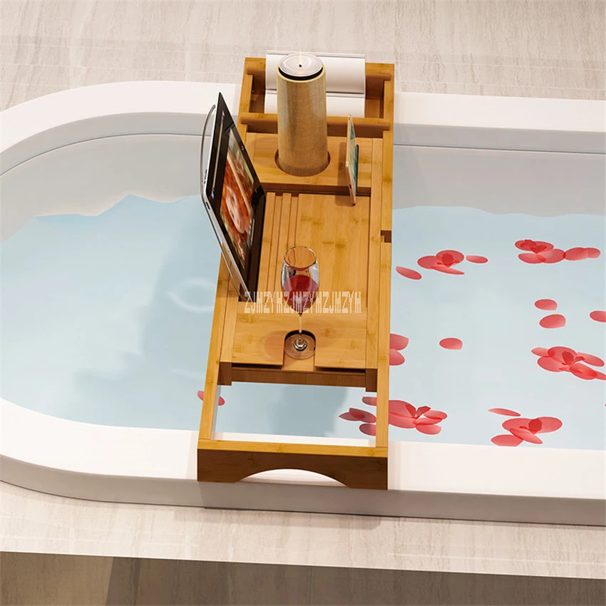 2ASX выдвижная стойка для ванной Бамбуковая противоскользящая ванна лоток Caddy