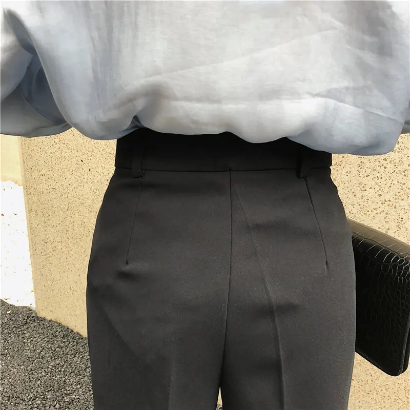 Новинка 2019 года Летние повседневные узкие черные брюки-карандаш с высокой талией
