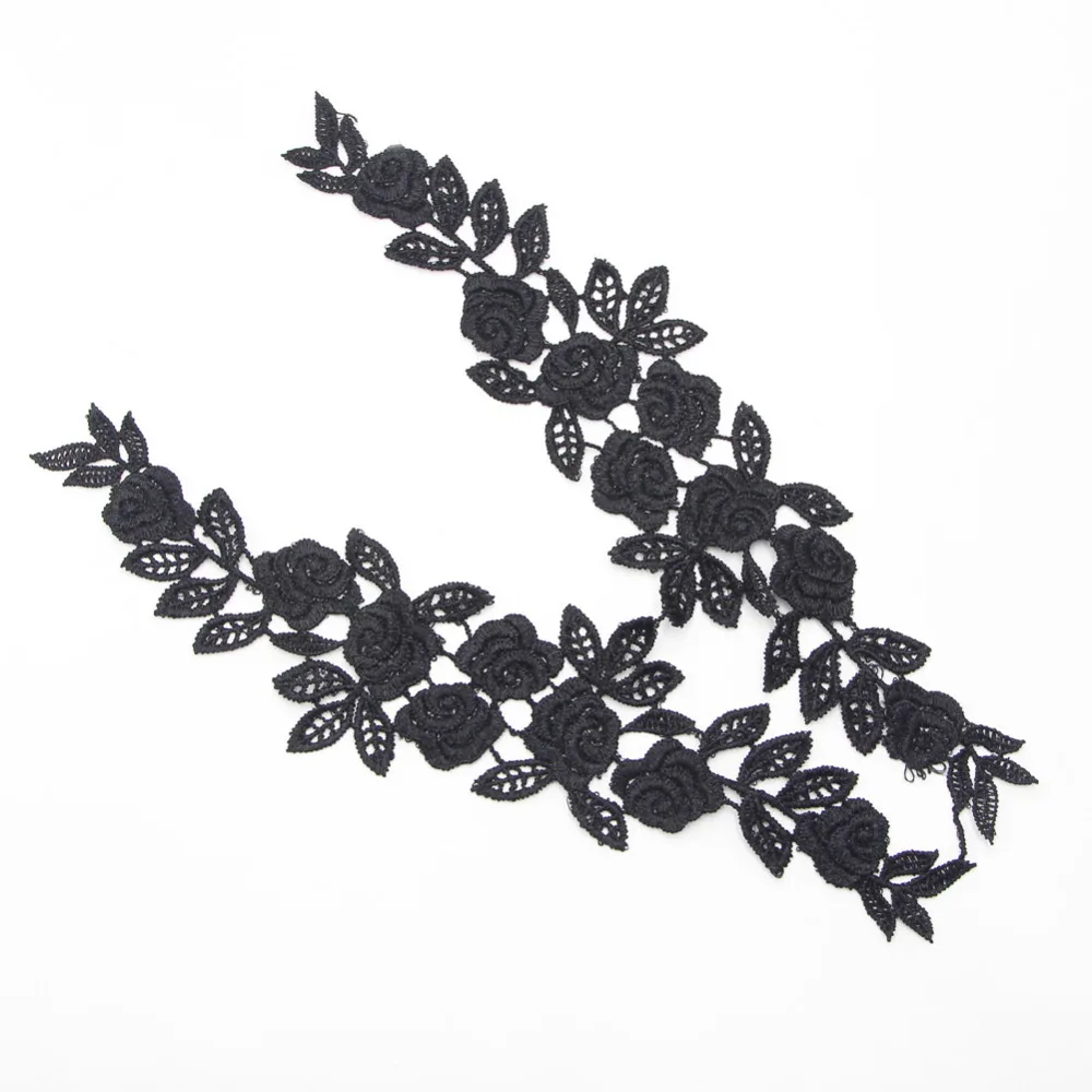 1 пара белый и черный полиэстер кружевная отделка с 8 цветами листья швейная