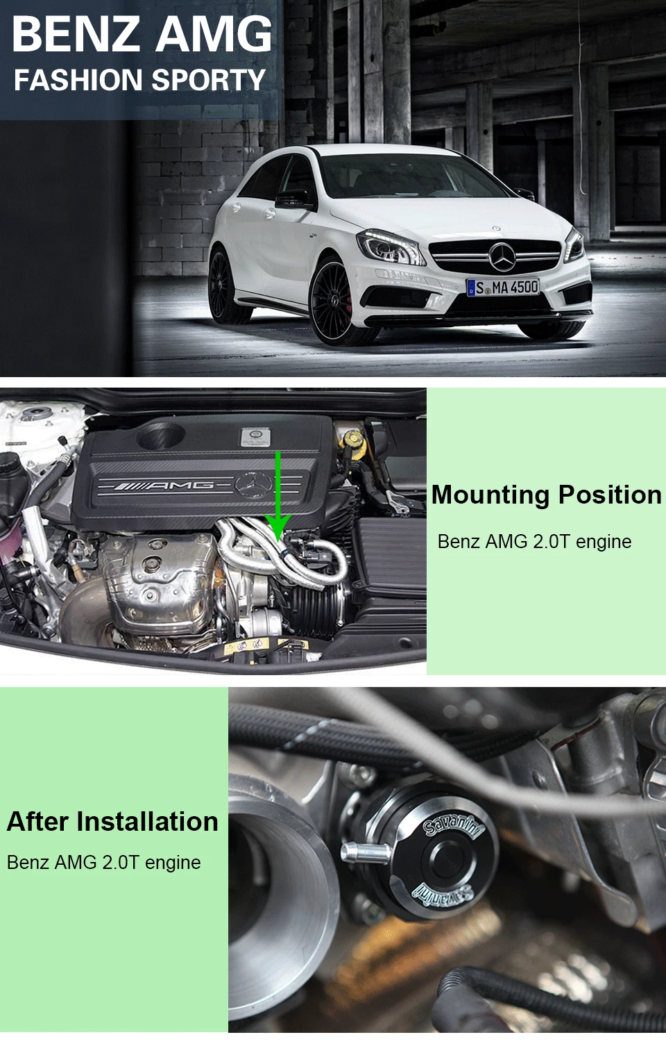 Замена атмосферное предохранительный клапан для Benz A45 CLA45 C63 E class AMG 2,0 T двигателя. Автомобильные аксессуары из алюминиевого сплава