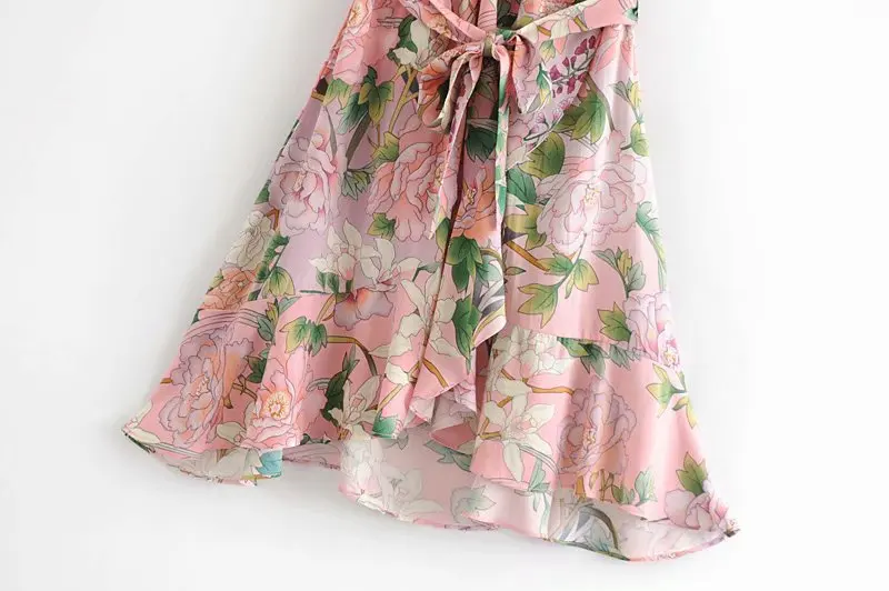 Платье женское винтажное с цветочным принтом хлопковое сексуальное треугольным