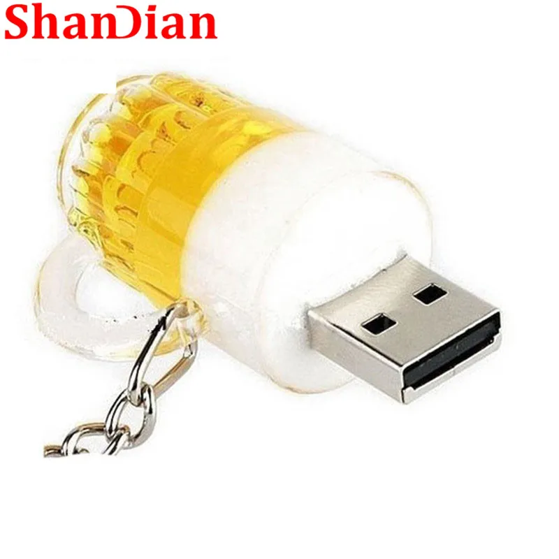 SHANDIAN, модная новинка, u-диск, мини-накопитель, пивная чашка, usb флеш-накопитель, 64 ГБ/32 ГБ/16 ГБ, с рисунком пива, реальная емкость, Crea
