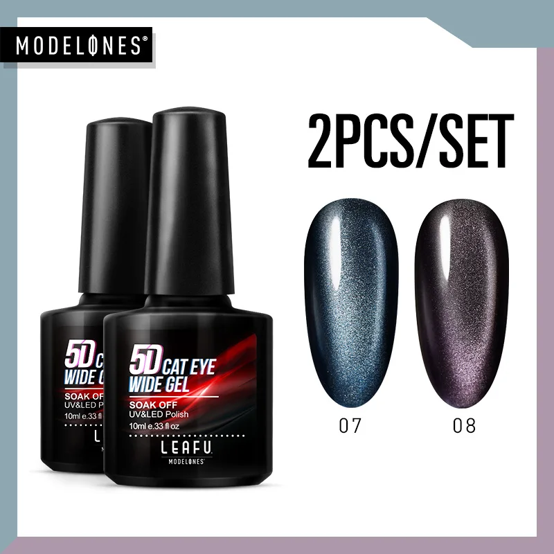 2PCS GEL SET Leafu Modelones 5D Cay Eyes УФ-гель для ногтей набор Магнитный "хамелеон" светодиодный гель лак для ногтей полуперманентный УФ-гель для ногтей Набор Для лаков - Цвет: 2PCS GEL SET