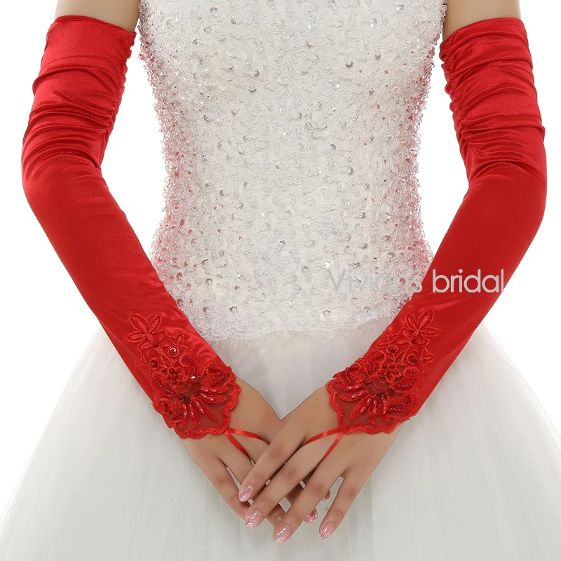 Vivian's Bridal хит продаж Дешевые Длинные свадебные перчатки без пальцев