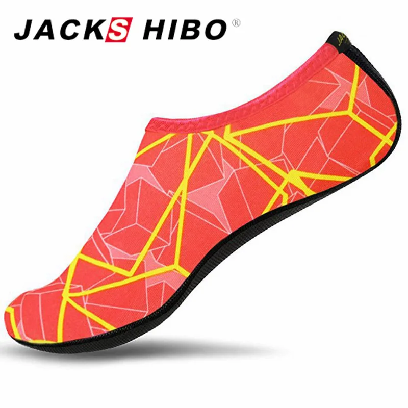 Orange JACKSHIBO/Летняя водонепроницаемая обувь; Мужская обувь для плавания; пляжная обувь; большие размеры; кроссовки для мужчин; разноцветная обувь в полоску; zapatos hombre - Цвет: Orange