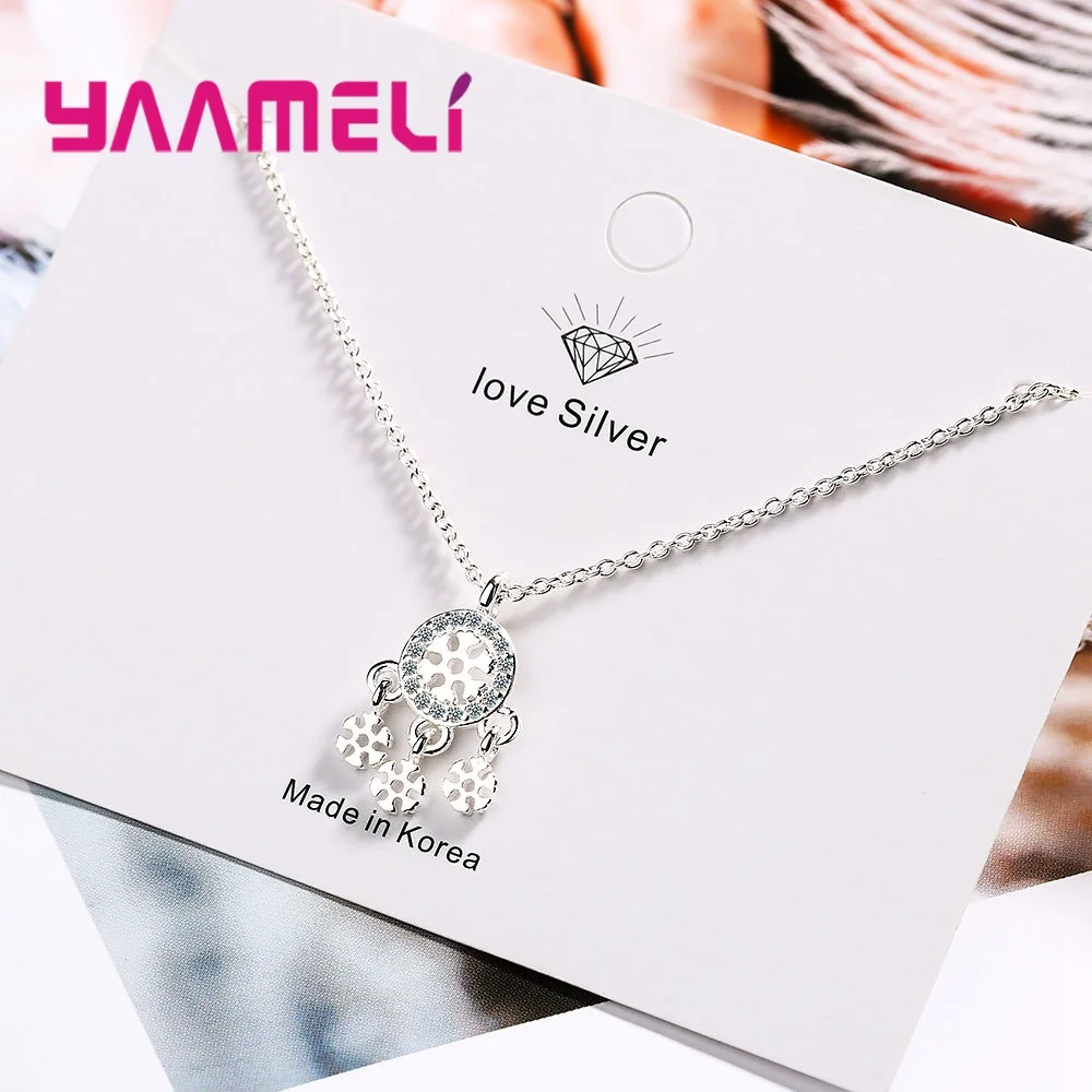 Ожерелье женское из серебра 925 пробы с кулоном в виде снежинки