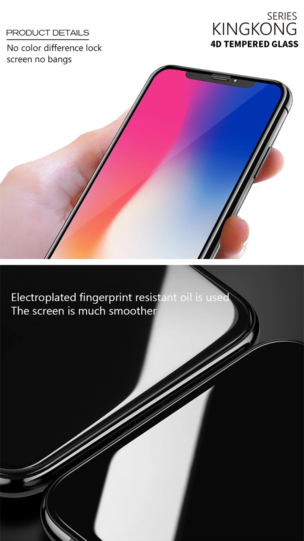 Дизайн WK закаленное стекло для iPhone X, 6, 7, 8 Plus, 4D изогнутое полное покрытие, закаленное стекло, защита экрана, полное защитное стекло, пленка