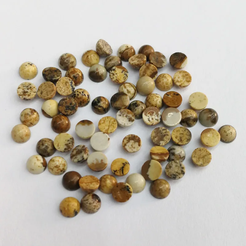 

Fashion natural picture stone beads charms 4mm round CAB cabochon beads for jewelry Ring accessories no hole wholesale 50Pcs