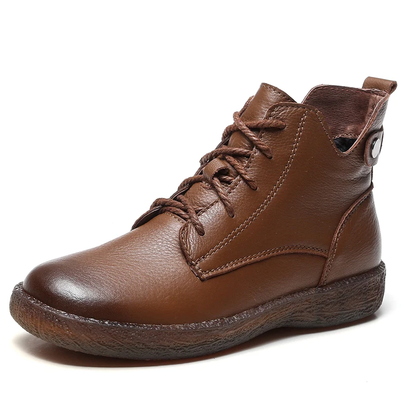 GKTINOO/ботинки; женские ботильоны ручной работы в стиле ретро; женская обувь; коллекция года; сезон осень-зима; модная обувь из мягкой натуральной кожи на плоской подошве