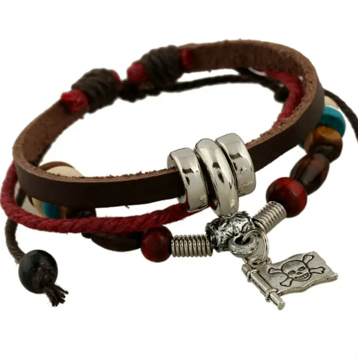 Мульти бусы Мода Якорь Для женщин браслет из натуральной кожи ручной работы