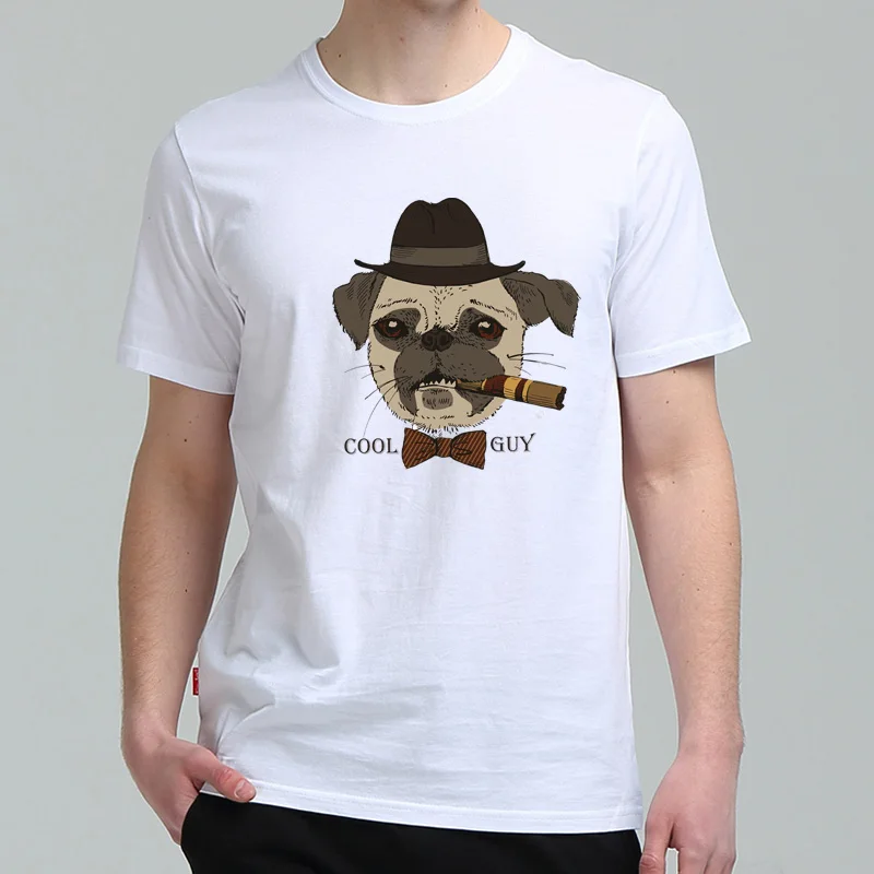 Летняя футболка для мужчин 100% хлопок с коротким рукавом мультфильм белая S топы