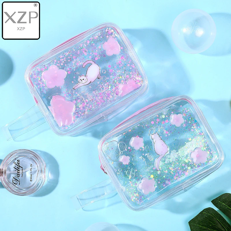 XZP ПВХ мультфильм кошка дорожная косметичка креативная девушка зыбучее масло