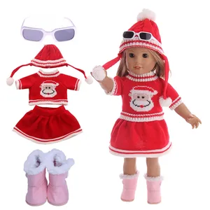 Одежда для кукол, зимний костюм, рождественский подарок, комплект из 3 предметов, свитер для 18 дюймов, американская кукла и 43 см, одежда для маленьких кукол