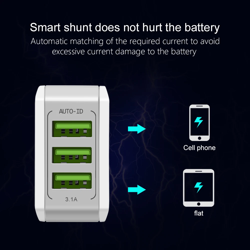 Olaf 5V 3.1A 3-Ports Smart Travel USB Wall Charger Adapter Portable EU Plug Mobile Phone for iPhone Samsung Tablets | Мобильные
