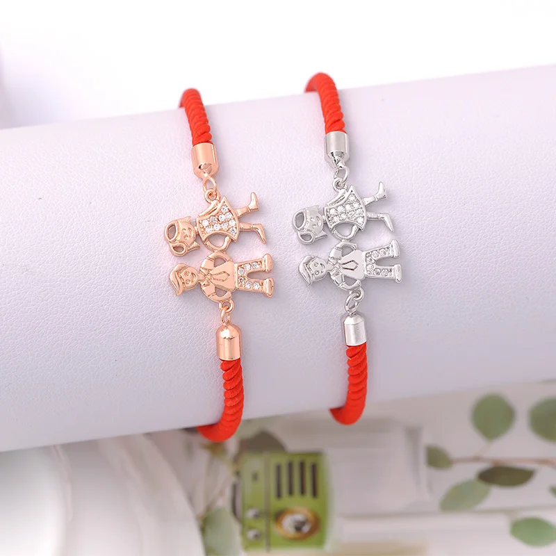 Браслет для влюбленных из розового золота 585 пробы браслеты с красной нитью пар