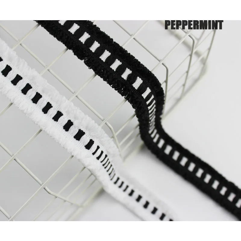 1 ярд 2 5 см черно-белая отделка жаккардовая кисточка кружевная тканая тесьма