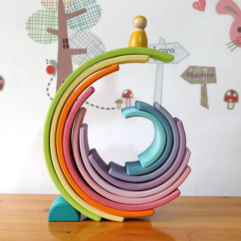 Let's do it радужные блоки деревянные радужные гнезда строительные блоки игрушки 2-4-6 лет деревянные игрушки детские игрушки